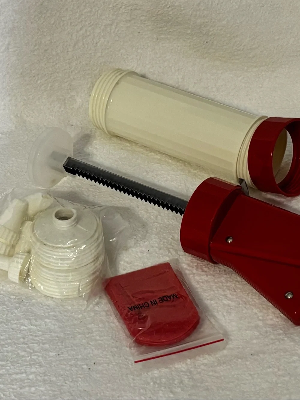 Vintage Cookie Press and Cake Decorator - Red and White